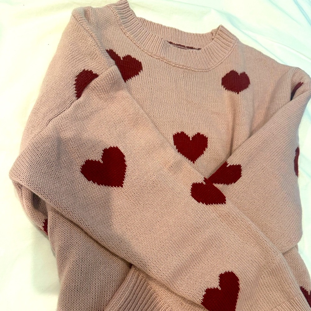 Light pink Valentine’s heart sweater